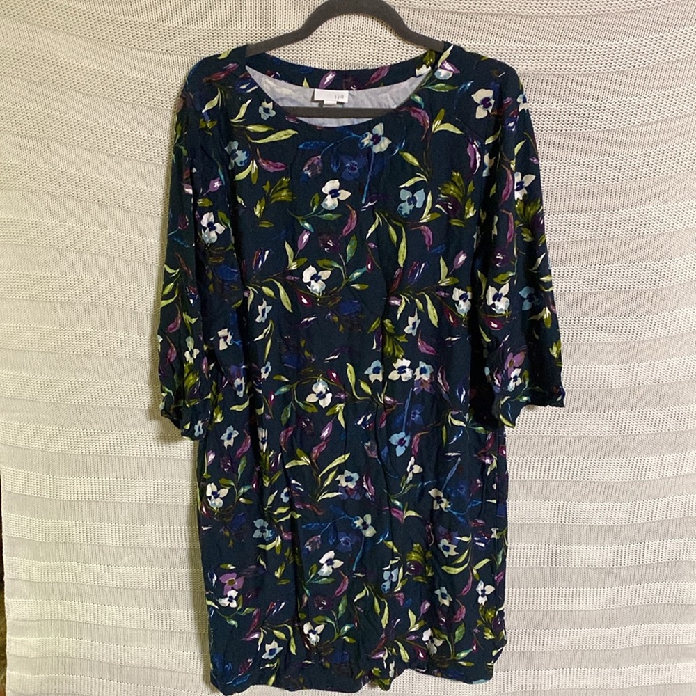 J. Jill Floral Mini Dress - Multicolor 100% Rayon Great Condition